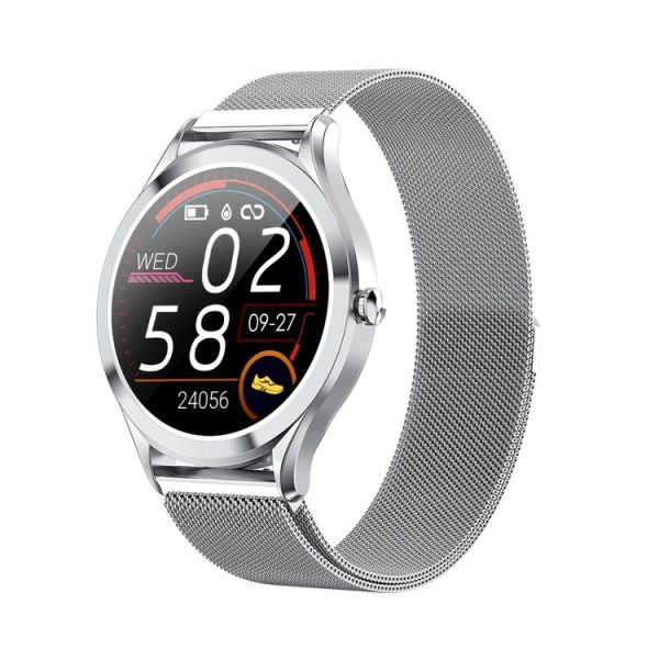 MK10 1.3 inch IPS Color Full-screen Touch Steel Strap Smart Watch, Support Weather Forecast / Heart Rate Monitor / Sleep Monitor / Blood Pressure Monitoring (Silver)