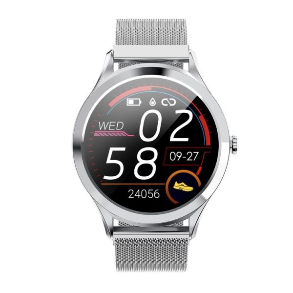 MK10 1.3 inch IPS Color Full-screen Touch Steel Strap Smart Watch, Support Weather Forecast / Heart Rate Monitor / Sleep Monitor / Blood Pressure Monitoring (Silver) - Image 2