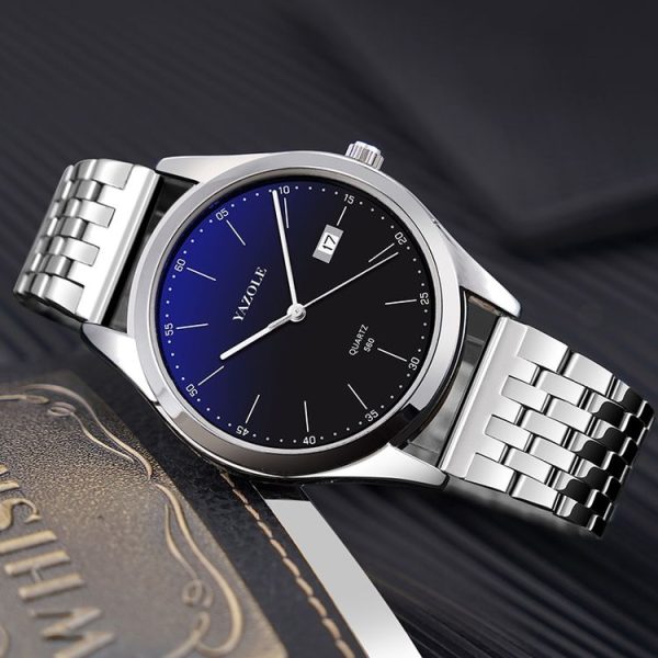 YAZOLE 560 Stainless Steel Band Quartz Movement Waterproof Men Watch (Black Dial) - Image 3