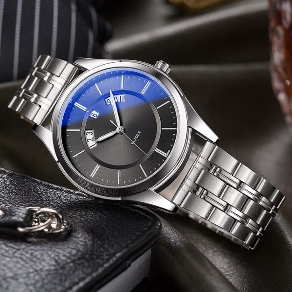 YAZOLE 513 Steel Band Calendar Waterproof Quartz Watch (Black Dial) - Image 2