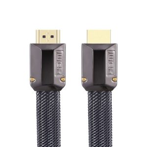 HDMI 2m 2.0 Version HD Cable 19 + 1 Standard Oxygen-Free Copper Metal Sshell 4K TV Flat Cable (Gun Black + Nylon Mesh)