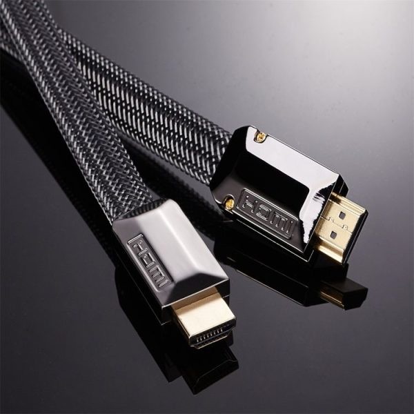 HDMI 2m 2.0 Version HD Cable 19 + 1 Standard Oxygen-Free Copper Metal Sshell 4K TV Flat Cable (Gun Black + Nylon Mesh) - Image 2
