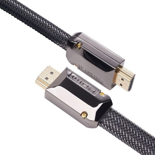 HDMI 2m 2.0 Version HD Cable 19 + 1 Standard Oxygen-Free Copper Metal Sshell 4K TV Flat Cable (Gun Black + Nylon Mesh) - Image 3