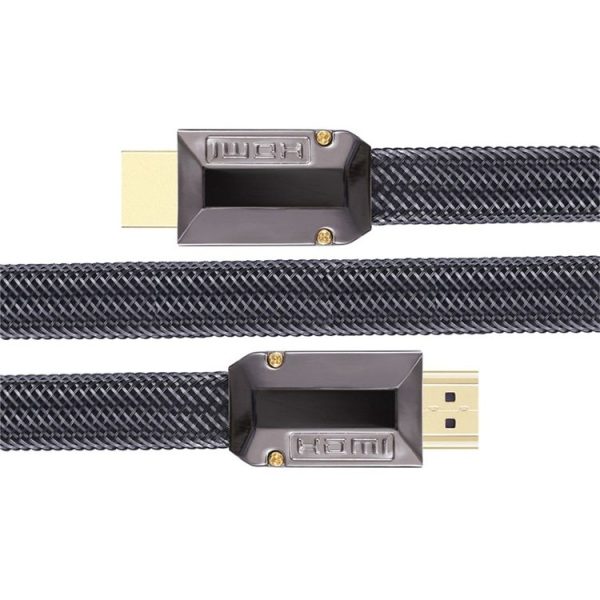 HDMI 2m 2.0 Version HD Cable 19 + 1 Standard Oxygen-Free Copper Metal Sshell 4K TV Flat Cable (Gun Black + Nylon Mesh) - Image 4