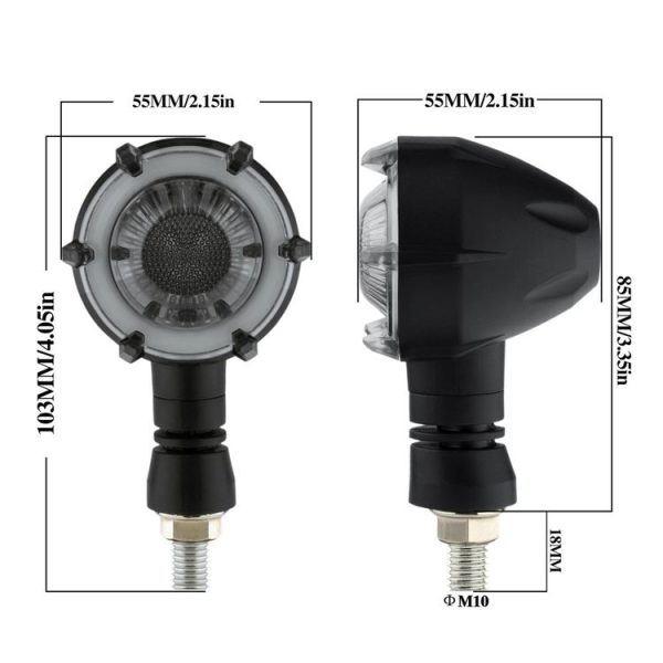 2 PCS PE-ZSD-174 Motorcycle Flashing Rotation Mode LED Two-color Modified Round Turn Signal Light (Yellow + White Light) - Image 4