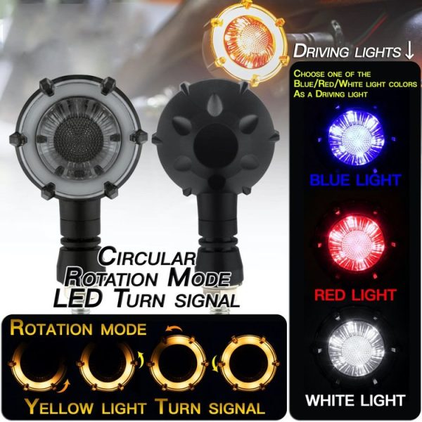 2 PCS PE-ZSD-174 Motorcycle Flashing Rotation Mode LED Two-color Modified Round Turn Signal Light (Yellow + White Light) - Image 7