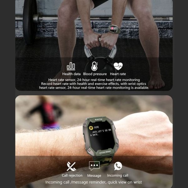 C20 1.71 inch TFT HD Screen Smart Watch, Support Heart Rate Monitoring / Blood Oxygen Monitoring (Black Camouflage) - Image 7