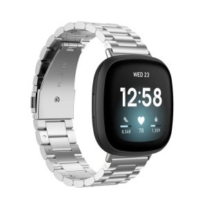 Fitbit Versa 4 / Sense 2 / Versa 3 / Sense 3 Beads Stainless Steel Watch Band (Silver)