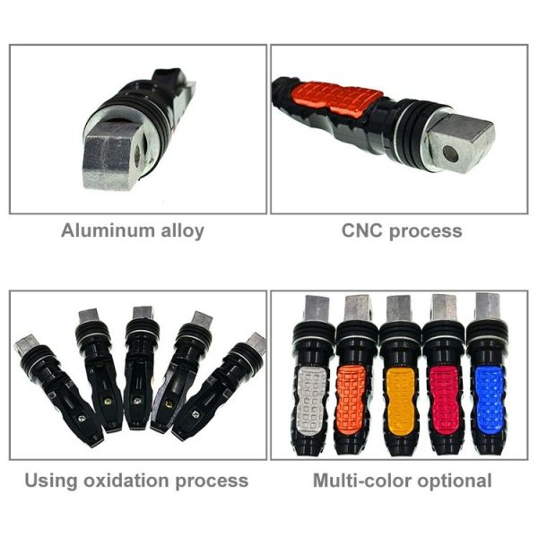 Universal Motor Bike Footpegs Foot Rests Rear Pedals Set Motorcycle Modification Accessories (Red) - Image 4