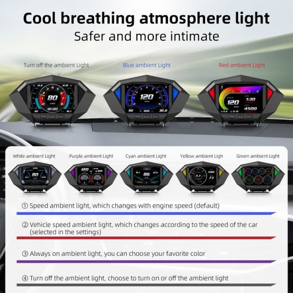 P1 3.5 inch Car OBD2 GPS HUD Head Up System Smart Digital Speedometer Meter Display - Image 6