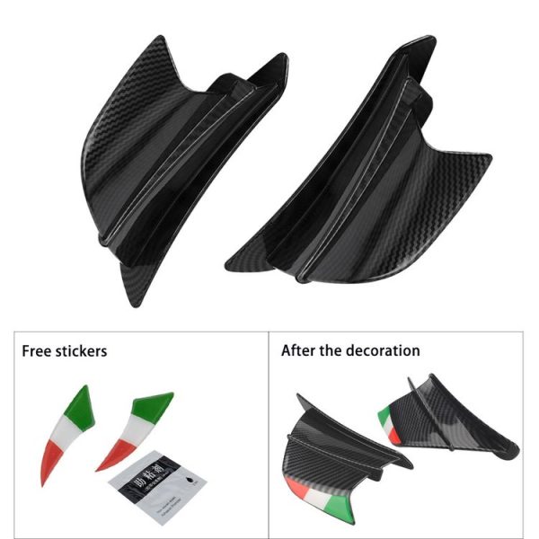 Motorcycle Winglet Aerodynamic Wing Kit Spoiler, Style: Matte Carbon - Image 3