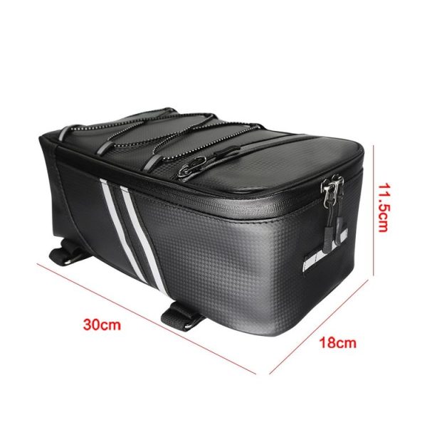 Motorcycle Waterproof PU Leather Rack Rear Carrier Bag, Capacity: 8L with Rain Cover - Image 4