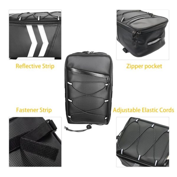 Motorcycle Waterproof PU Leather Rack Rear Carrier Bag, Capacity: 8L with Rain Cover - Image 5