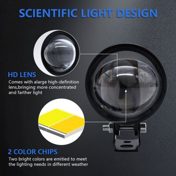 3 inch mini Fisheye Yellow and White Two-color Spotlight - Image 4