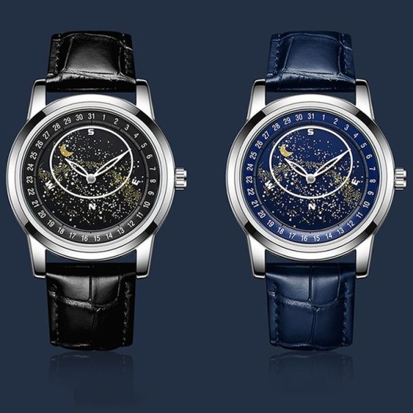 SANDA 7001 Leather Strap Luminous Waterproof Mechanical Watch (Black) - Image 2