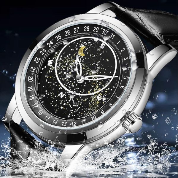 SANDA 7001 Leather Strap Luminous Waterproof Mechanical Watch (Black) - Image 3