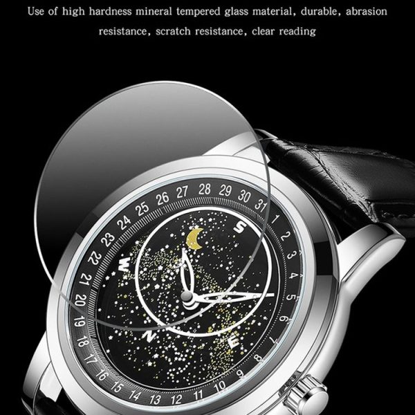 SANDA 7001 Leather Strap Luminous Waterproof Mechanical Watch (Black) - Image 4