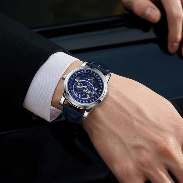 SANDA 7001 Leather Strap Luminous Waterproof Mechanical Watch (Black) - Image 6