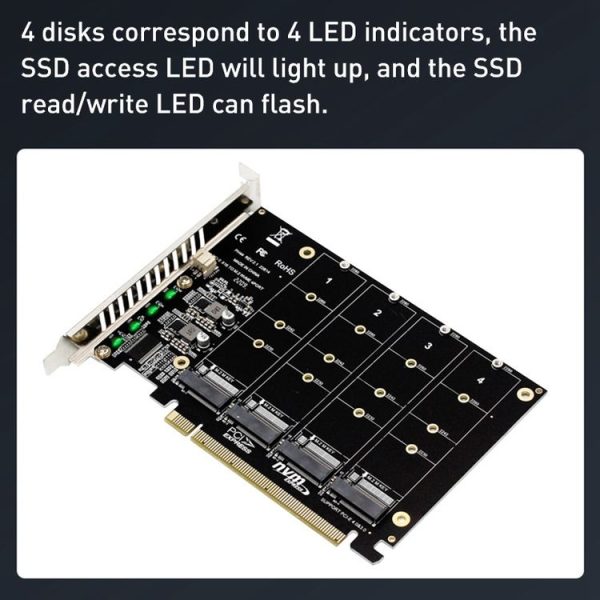 PH44 NVME 4 Disk Array Card PCI-E Signal Split Array Card - Image 5