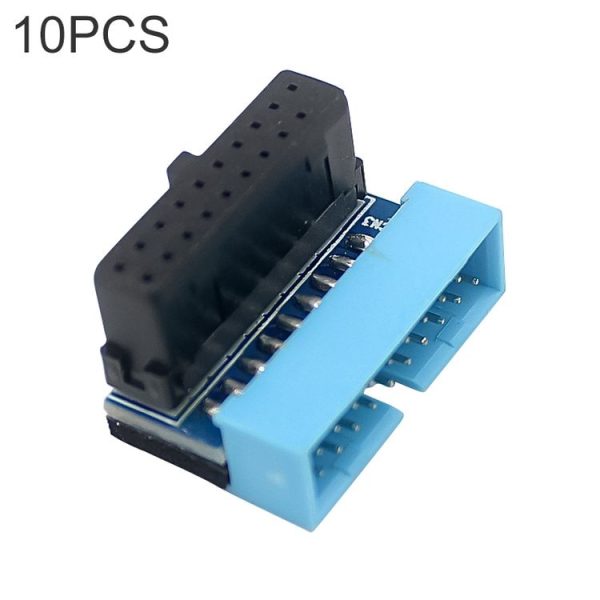 10 PCS 3.0 19P 20P Motherboard Male To Female Extension Adapter, Model: PH19A (Black Blue)