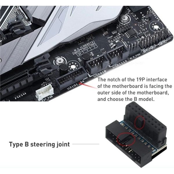 10 PCS 3.0 19P 20P Motherboard Male To Female Extension Adapter, Model: PH19A (Black Blue) - Image 3