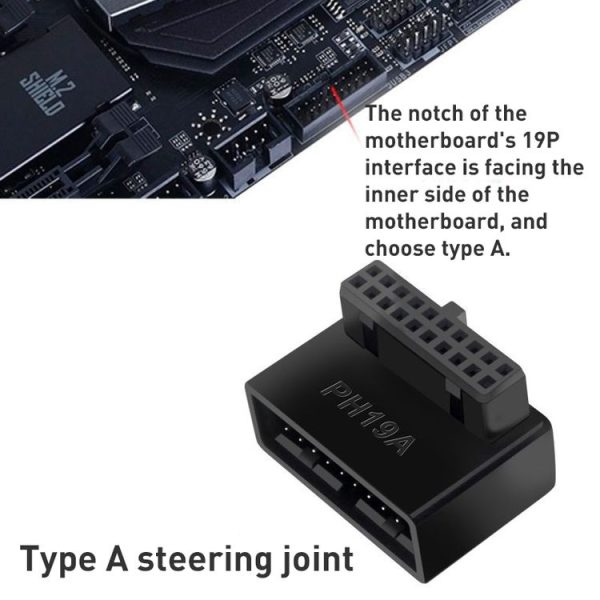 10 PCS 3.0 19P 20P 90 Degree Motherboard Male To Female Extension Adapter, Model: PH19B - Image 3