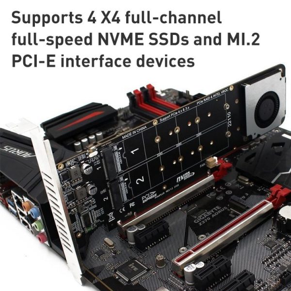 PCIe X16 to M.2 M-key NVMEx4 SSD RAID Converter Card - Image 5