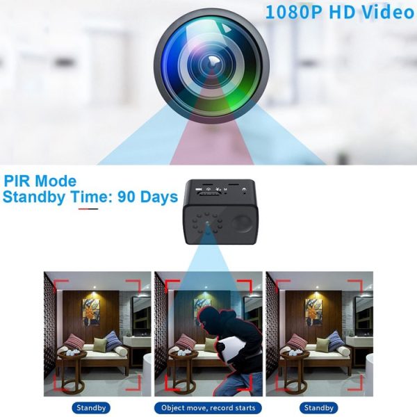 MD20 Mini 1080P HD Camcorder Night Vision PIR Motion Action Micro Camera (Black) - Image 4