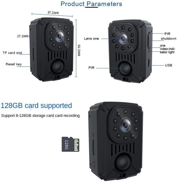 MD31 Mini 1080P HD Camcorder Night Vision PIR Motion Action Micro Camera (Black) - Image 2