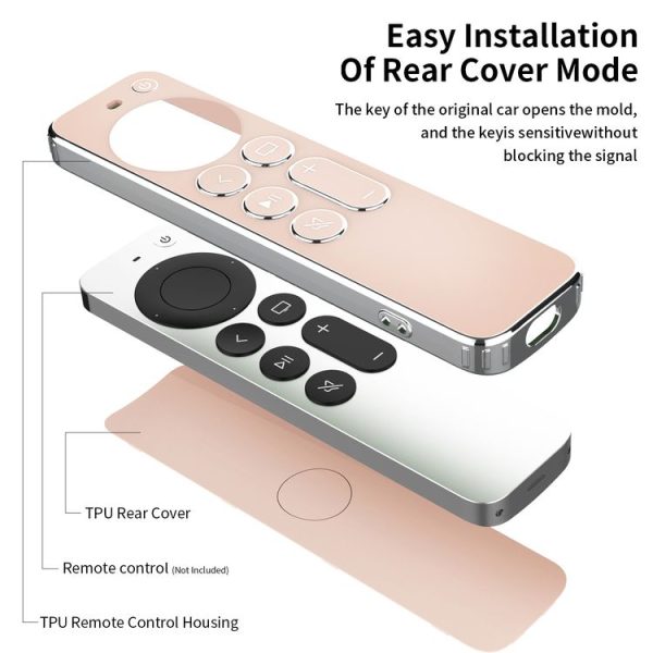 TPU Protective Case For Apple TV 4K 4th Siri Remote Control (Pink) - Image 3