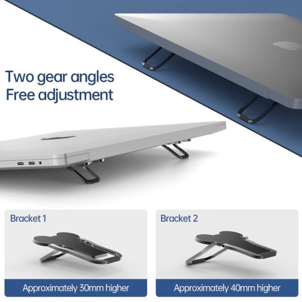 2 PCS Metal Foldable Laptop Stand Bracket (Black) - Image 5