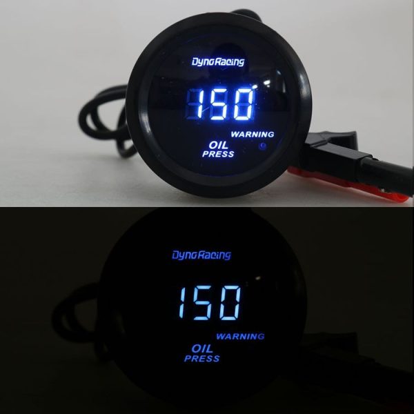 Car Modified 12V Universal 52mm Blue Light Digital Display Meter, Style: Oil Pressure Gauge - Image 2