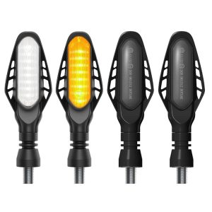 4 PCS Modified Motorcycle 16LEDs Brake Turn Tail Light, Smoked Shell (White Light + Yellow Light)