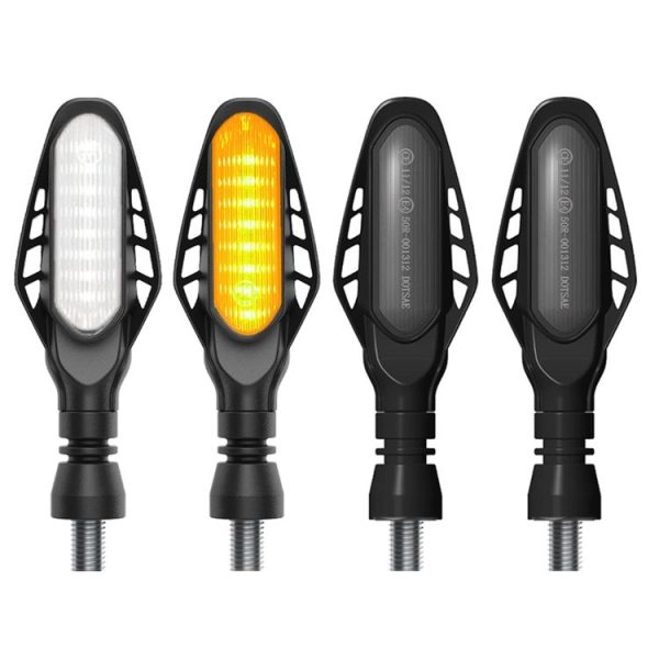 4 PCS Modified Motorcycle 16LEDs Brake Turn Tail Light, Smoked Shell (White Light + Yellow Light)