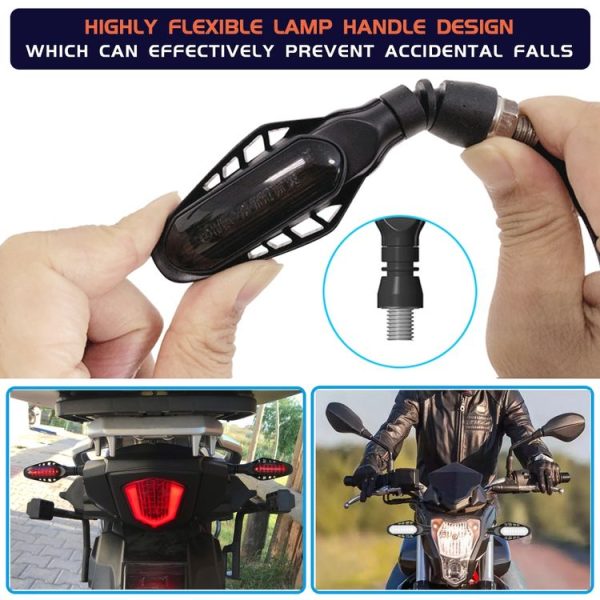4 PCS Modified Motorcycle 16LEDs Brake Turn Tail Light, Smoked Shell (White Light + Yellow Light) - Image 6