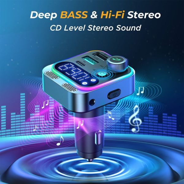 JOYROOM JR-CL16 48W Bluetooth 5.0 Car Wireless FM Transmitter (Silver) - Image 2
