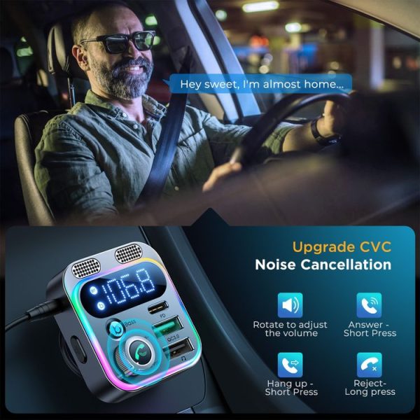 JOYROOM JR-CL16 48W Bluetooth 5.0 Car Wireless FM Transmitter (Silver) - Image 5