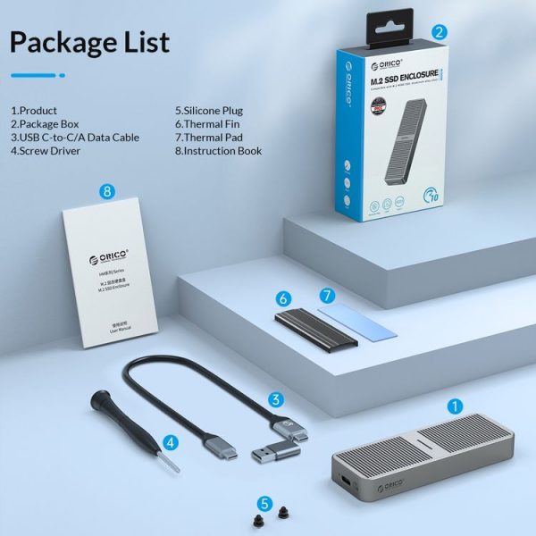 ORICO M224C3-U4-SV M.2 NVME 40Gbps SSD Enclosure (Silver) - Image 8