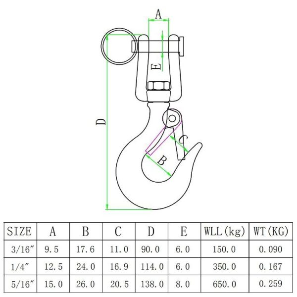 150kg Load Bearing 304 Stainless Steel Rotatable Fork Hoist Chain Lifting Cargo Hook - Image 5