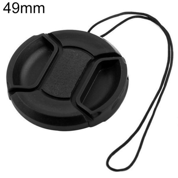 49mm Center Pinch Camera Lens Cap for Canon (Black)