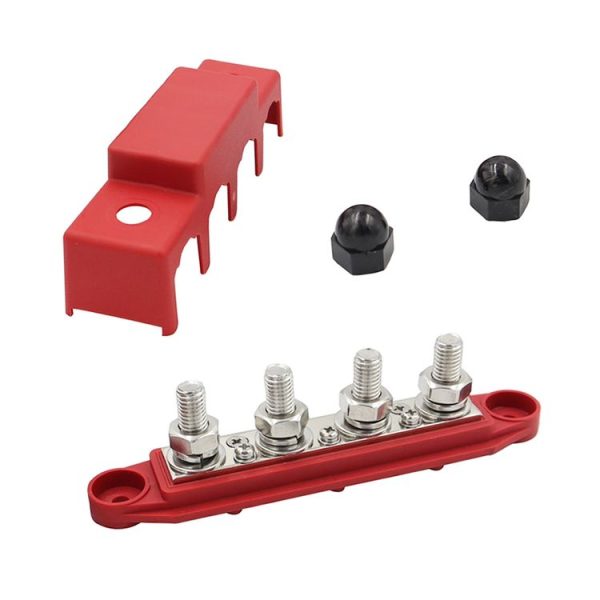 Red M10 Stud RV Ship High Current Power Distribution Terminal Block with Cover - Image 2