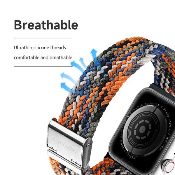 DUX DUCIS Braided Nylon Elastic Strap For Apple Watch Series 8&7 45mm / SE 2&6&SE&5&4 44mm / 3&2&1 42mm (Camo) - Image 5