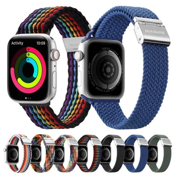 DUX DUCIS Braided Nylon Elastic Strap For Apple Watch Series 8&7 45mm / SE 2&6&SE&5&4 44mm / 3&2&1 42mm (Camo) - Image 7
