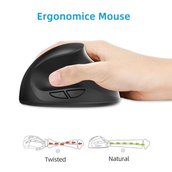 X10 2.4G Wireless Vertical Ergonomic Gaming Mouse (Black) - Image 3