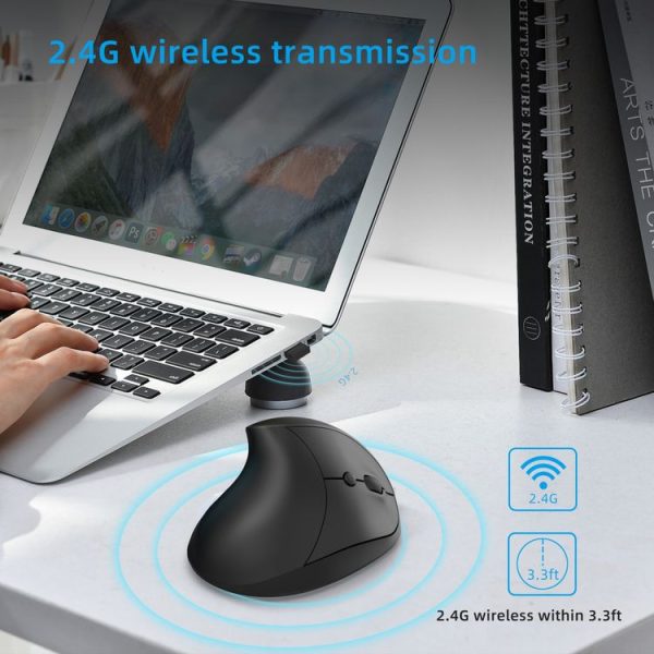 X10 2.4G Wireless Vertical Ergonomic Gaming Mouse (Black) - Image 7