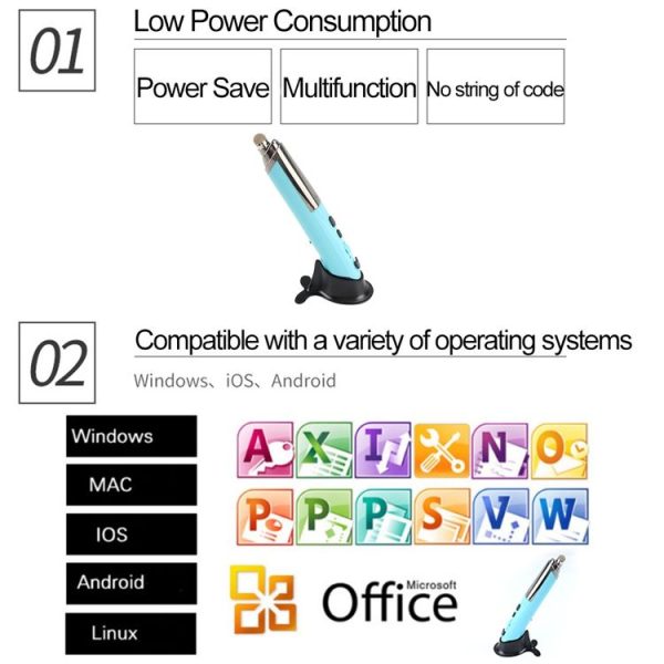 PR-08 Multifunctional Wireless Bluetooth Pen Mouse Capacitive Pen Mouse (Black) - Image 7
