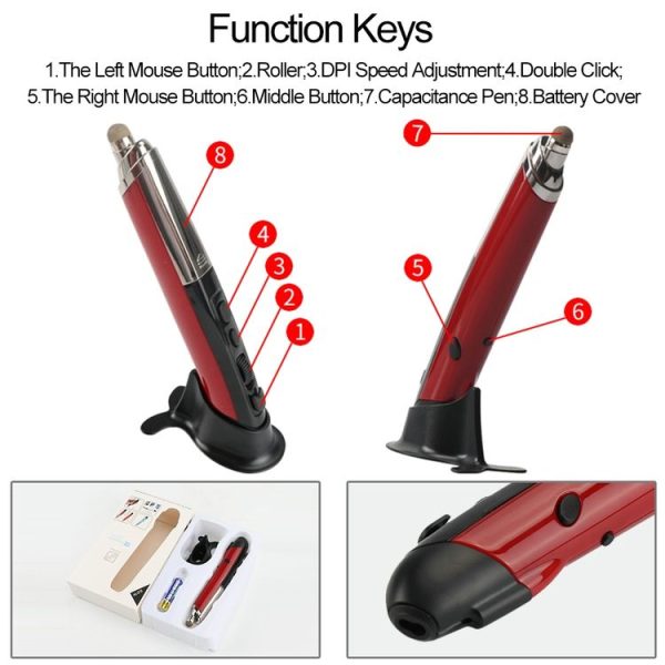 PR-08 Multifunctional Wireless Bluetooth Pen Mouse Capacitive Pen Mouse (Black) - Image 8