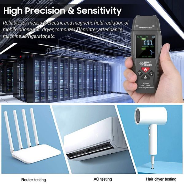 SmartSensor AS1393 Handheld Electromagnetic Radiation Detector (Black) - Image 8
