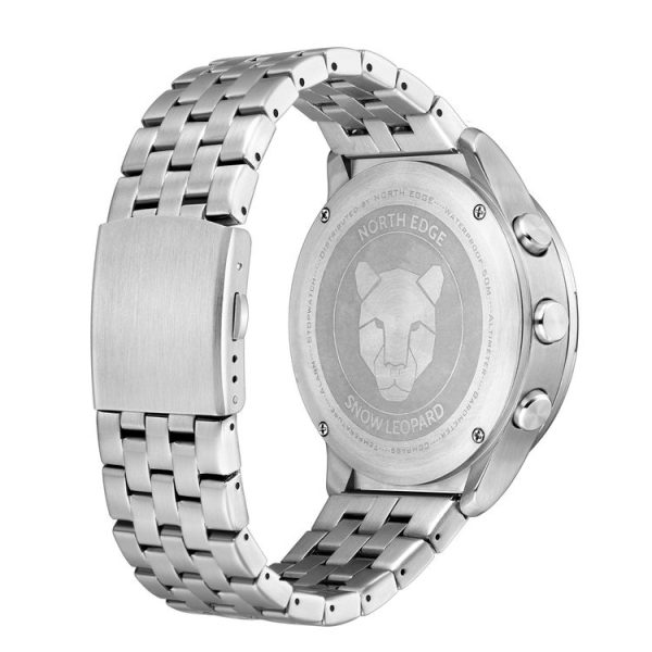 NORTH EDGE Snow-Leopard Outdoor Waterproof Men Multifunction Stainless Steel Strap Smart Watch (Silver) - Image 3