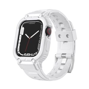 Armor Silicone Watch Band For Apple Watch Series 9&8&7 41mm / SE 3&SE 2&6&SE&5&4 40mm / 3&2&1 38mm (White)